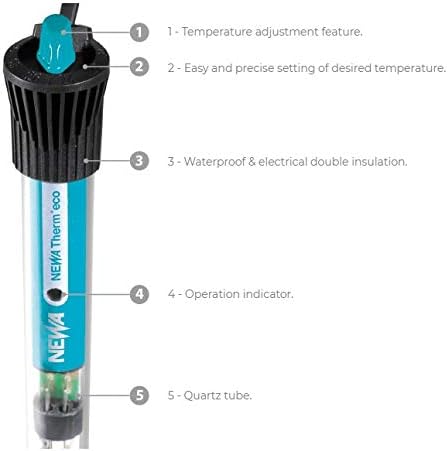 Newa Therm Eco Heater Submersible Adjustable Aquarium Heater with Suction Cup, 50 watt