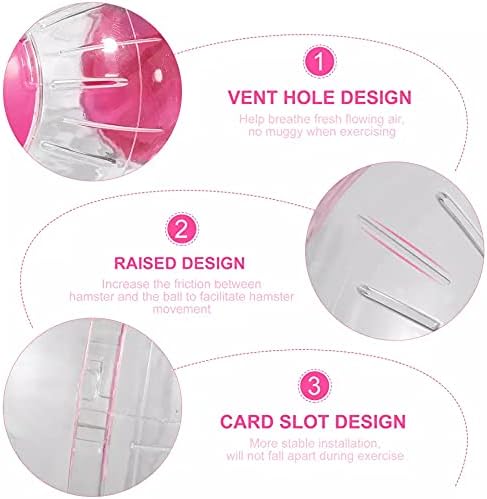 Hamster Exercise Ball Silent Hamster Wheel Small Animals Transparent Ball for Dwar Rat Relieves Boredom and Increases Activity (6inch with Stand, Pink)