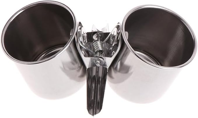Parrot Feeding Cups Hanging Pet Animal Stainless Steel Birdcage Bowls for Cage Parakeet Bird Cage Accessories Suitable Small and Medium Bird Pet Supplies