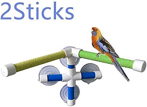 Litewoo Bird Shower Perch with Suction Cup Parrot Window Wall Stand Bath Toys (2 Sticks)