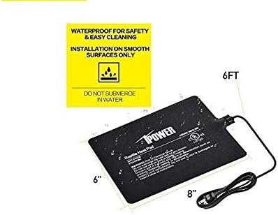 iPower Reptile Heat Pad 8W Under Tank Terrarium Warmer Heating Mat for Turtles Lizards Frogs and Other Small Animals, 6"x8" Inch