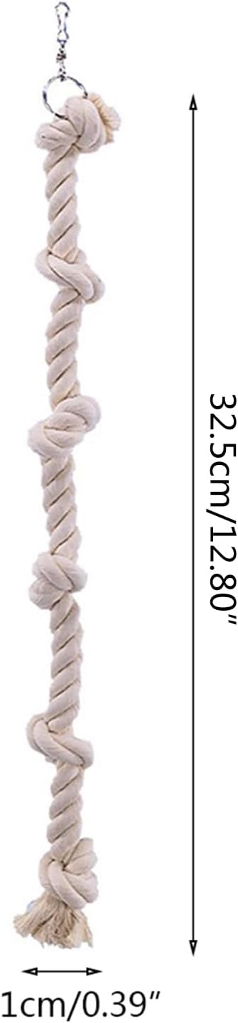 Bird Rope Toy with Knots Cotton Rope Cage Hanging Swing Parrot Bungee Toy for Chewing Climbing 15.74in in Length Bird Rope Toys for Parrots