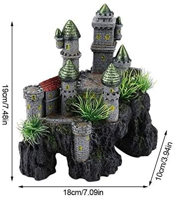 Aquarium Castle Decoration, Majestic Resin Fish Hideaway Ornament for Fish Tank Gray Large 7.09 x 3.94 x 7.48 in 1 Piece