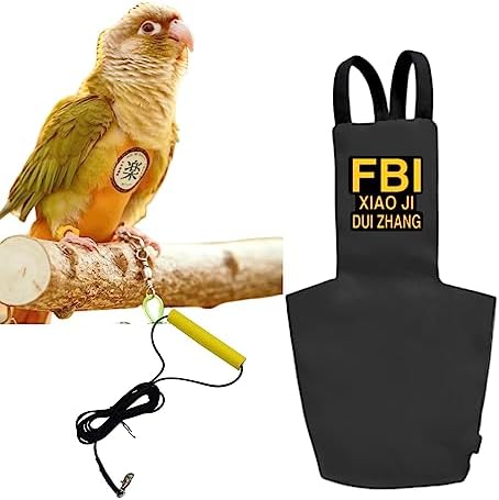 MANON ROSA Bird Diapers Leash Set Washable Reusable Handmade Flight Suit Waterproof Inner Layer - Protective Parrot Nappy Clothes Parakeets Macaws Budgies Canaries (Black2,Quaker Parakeet)