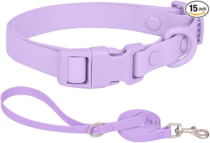 Ovale Waterproof Dog Collar Leash Combo Set, Durable and Easy to Clean, for Small Dogs.(S, Purple)