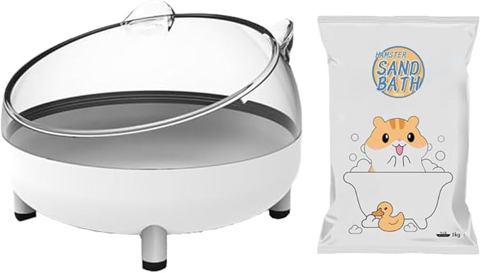 Meow&Woof Hamster Sand Bath Container, Large Sandbox Toilet Gerbil Batheoom, Tiny Chinchilla Dust Bathtub Sand Bath Box for Hamster Cage Accessories 6.5 Inch-White