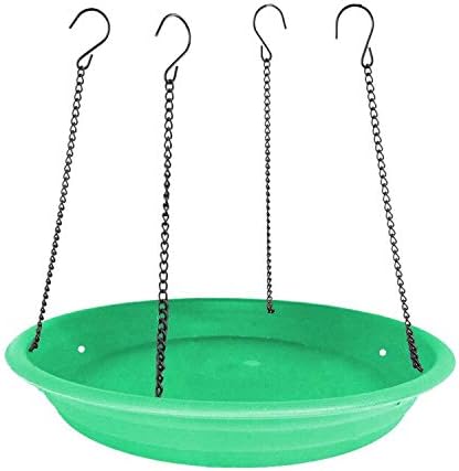 Multi-Purpose Bird Seed Catcher Platform Feeder - Hanging Tray With Seed Hoop and Accessories (Green)