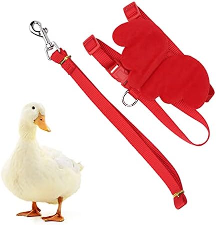 Duck Harness, Adjustable Chicken Walking Harness Breathable Pet Vest for Duck Chicken Hen Training Walking Basic Leashes [Red S]