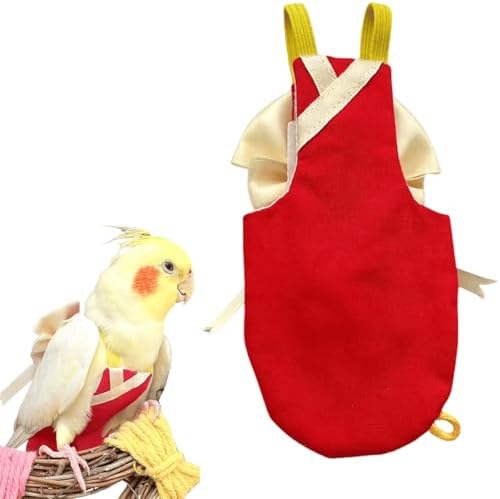Bird Flight Suits Diapers, Parrot Flight Suits Diapers for Quaker Parakeets Cockatiels Conures Macaw African Grey, Bird Diaper, Parrot Clothes (Red B,2XL)