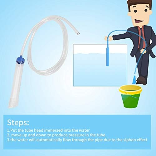 Aquarium Manual Water Changer Gravel Cleaner, Water Filter Syphon Tube Fluids Transfer Tool PVC Sand Vacuum Cleaning Pump Fish Cleaning Tool with 59in Long Pipe