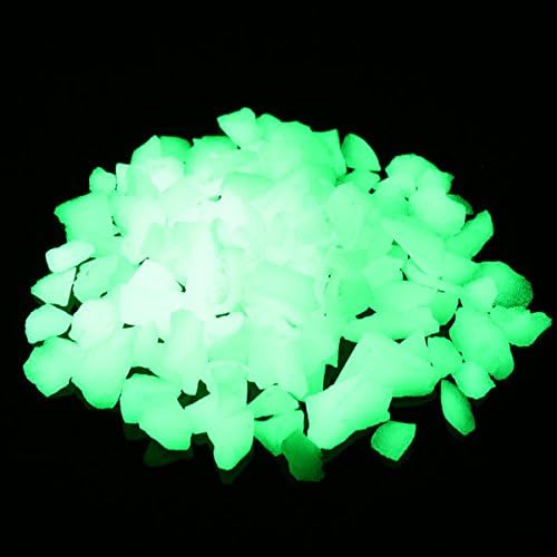 Shiny Stone Glow in Dark Aquarium Gravel Sand, Yellow Green, 8-15mm | Neon, 305g/0.67lbs, For Fish Tank and Fairy Garden, Decorative Rocks, Home Decor