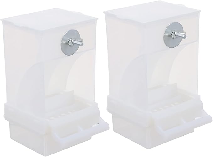 SUPVOX 2Pcs Automatic Bird Feeder Splash Parrot Food Box with Lid Easy Clean Feeding Container for Small Birds No Mess Seed Tray