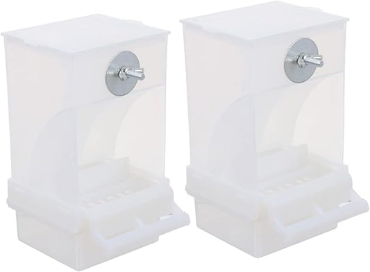 SUPVOX 2Pcs Automatic Bird Feeder Splash Parrot Food Box with Lid Easy Clean Feeding Container for Small Birds No Mess Seed Tray