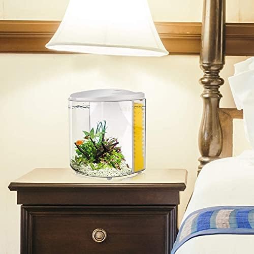 Small Fish Tank 1.2 Gallon Betta Fish Tank with Filter and Light for Jellyfish, Goldfish, Aquarium Starter Kit for Home, Office, Room, Decorative Desktop