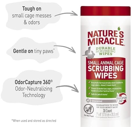 Nature’s Miracle Small Animal Cage Scrubbing Wipes 30Ct (Pack of 12)