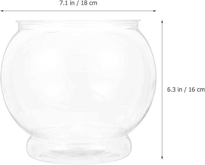 POPETPOP 7 Inch Plastic Fish Bowl: Shatterproof Clear Round Aquarium, Desktop Terrarium Centerpiece Vase for Wedding Party, Candy, Home Decor