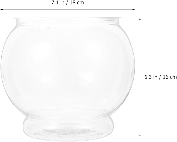 Alipis Small Fish Bowl Desktop Fish Tank Round Plastic Bowl with Pet Material Clear Aquarium Tank for Home Office Garden Wedding Decor 7.08 X 7.08 X 6.69 in