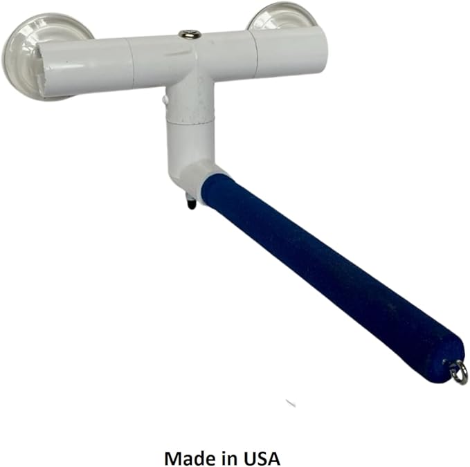 Polly's Portable Window-Shower Perch with Suction Cups for Cockatiels, Macaws, African Greys (Sandy, Small)