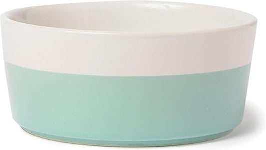 Waggo Dipper Ceramic Dog Bowl for Small and Large Breeds - Heavyweight and Durable Pet Food and Water Dish Crock, Dishwasher Safe, Modern (Mint, Medium)