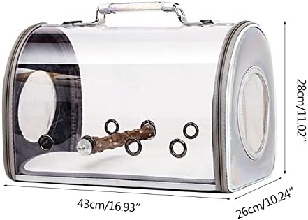 Birdcages D0Lf Bird Carrier with Stand Perch Portable Bird Travel Cage Breathable Parrot Go Out Backpack for Small Animals,Clear