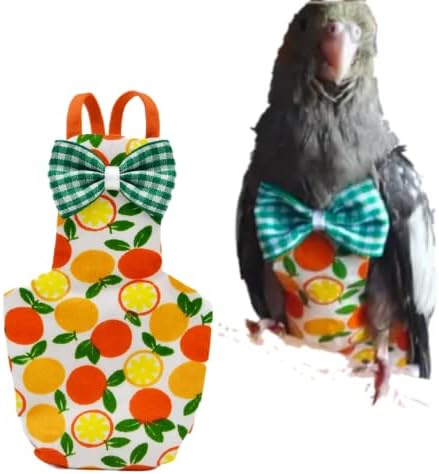 Bird Flight Suits Diapers for Monk Parakeets, Conures, Lovebirds, Cockatiels Flight Suits, Parrot Clothes, Bird Training Nappy Suit Liners Clothes (Small,Orange)