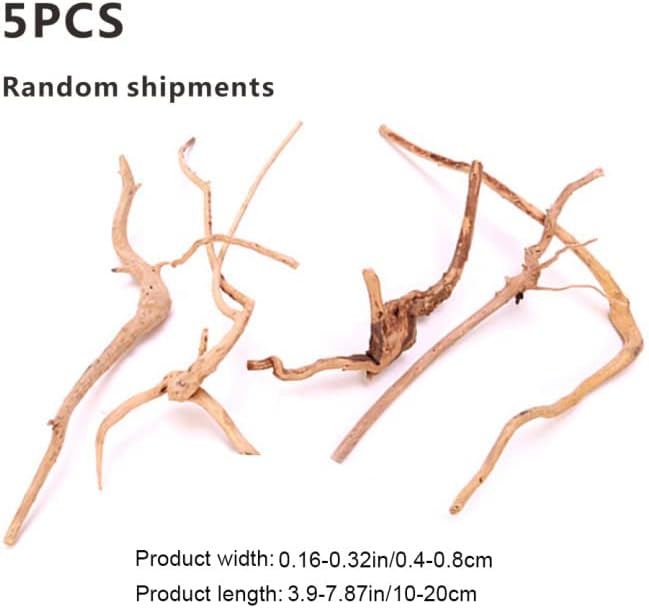 5 Pcs Aquarium Driftwoods Natural Driftwood Fish Tank Decorations Solid Reptile Wood Branches for Fish Tank Small Fish Hiding
