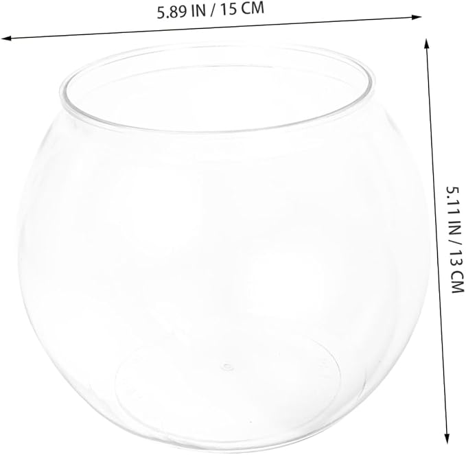 Generic Clear Plastic Fish Bowl Round Fish Tank Globe for Goldfish Tabletop Tank Decor 5.90 X 5.90 X 5.11 in Desktop Aquarium for Home Office Party Display