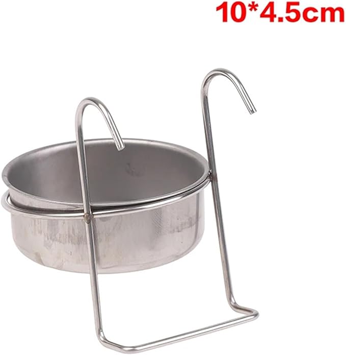 1PCS Crate Dog Cat Bowl Stainless Steel Hanging Pet Cage Bowl Food Water Feeder Coop Cup for Cat Puppy Birds Rats 5 Sizes(10CM)