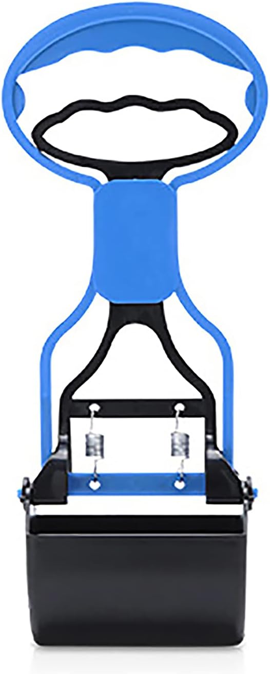 Pet Pooper Scooper for Dogs Cats Non-Breakable High Strength Material Durable Spring Easy Pick Up Grass Gravel Jaw Claw Rake for Kids Children Women Men (Blue)