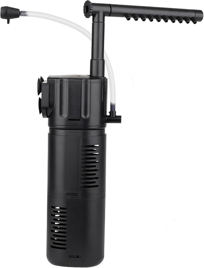 hygger Aquarium Internal Filter, Flow Rate Adjustable 4 in 1 Submersible Fish Tank Filter with Aeration System,Filtration/Oxygenation/Waveker/Circulation (for 5-15 Gallon Tank)