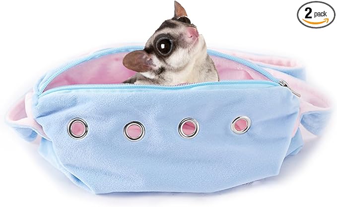 Meow&Woof Sugar Glider Bonding Pouch Small Pet Carrier Bag Sling with Strap Critter Cuddler for Gliders Ferret, Rat, Hedgehog, Hamster Outdoor-Blue