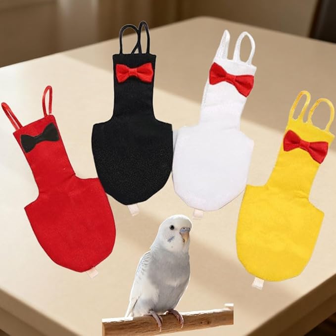 4pcs Bird Diaper Parrot Flight Suit Solid Color Parrot Nappy Reusable Pigeon Pants Cockatiel Clothes for Parakeet Mini Macaw Budgie Canary for Indoor Outdoor - XL