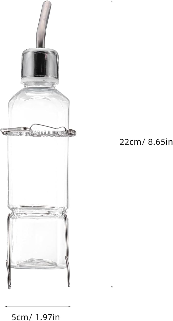 POPETPOP Rabbit Water Dispenser 2-Pack 6.09Oz No Drip Hanging Pet Water Bottles with Hooks and Springs for Small Animals Guinea Pigs Hamsters Chinchillas