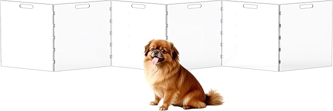 Clear Acrylic Dog Gate, Freestanding Pet Gate for Doorways Indoor, Foldable Acrylic Dog Playpen No Drilling (Clear, 6-Panel)