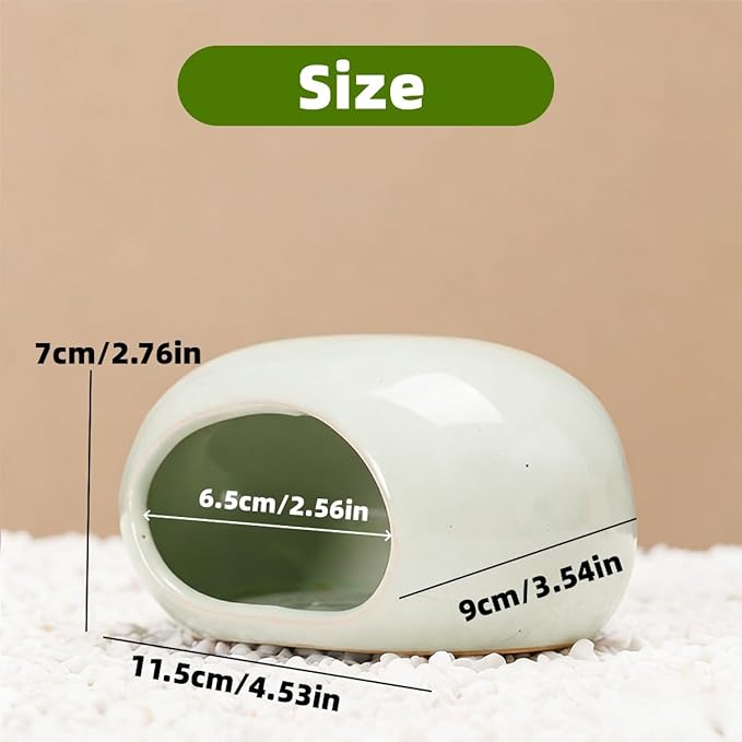 Ceramic Hamster Hideout Large Cool Summer Cute Guinea Pig Bed House for Dwarf Hamsters, Mices, Gerbils and Small Pets (Green,L)