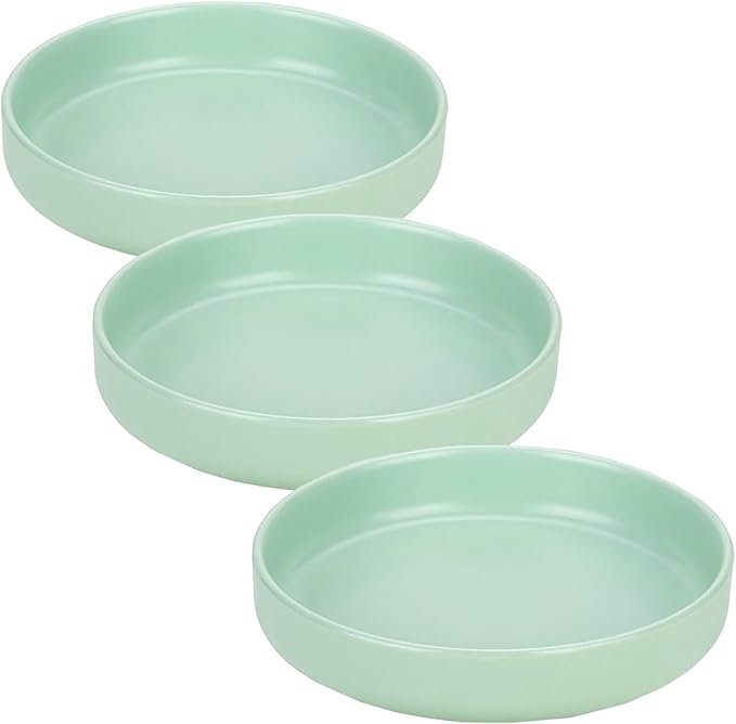 Ceramic Cat Bowls,Shallow Cat Dishes for Food and Water, 6 inch Matte Finish Wide Cat Food Bowl,Whisker Fatigue Free Pet Puppy Kitten Bowl Set of 3,Dishwasher Safe