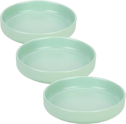 Ceramic Cat Bowls,Shallow Cat Dishes for Food and Water, 6 inch Matte Finish Wide Cat Food Bowl,Whisker Fatigue Free Pet Puppy Kitten Bowl Set of 3,Dishwasher Safe