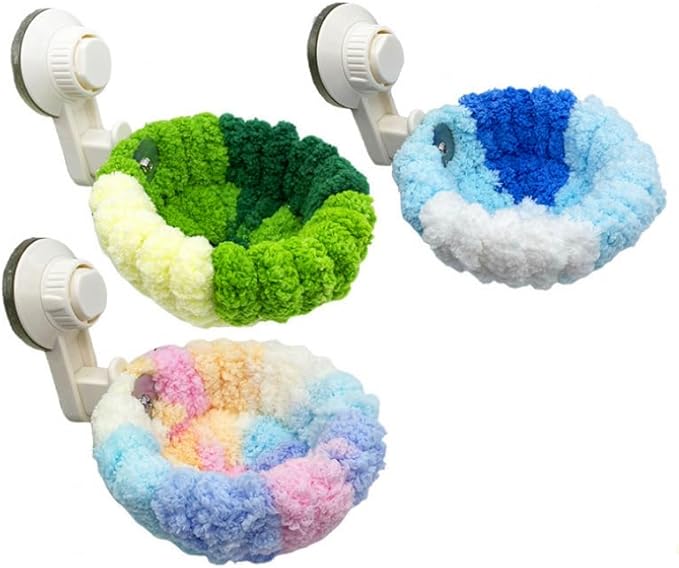 Portable Suction Cup Bird Perch Nest for Travel Car Window Glass, Warm Bird Sleeping hut Snuggle Bed for cage (Green Combo, S)