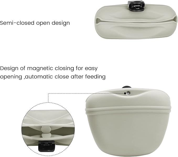 AUDWUD Silicone Dog Treat Pouch,with Dog Training Clicker,Clip on Portable Training Container,Convenient Magnetic Buckle Closing and Upgraded Waist Clip for Enhanced Stability