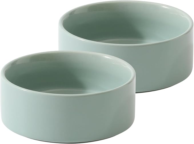 Havniva Cat Bowls Water Bowl Set of Two, 6.1” Ceramic Cat Food and Water Bowl Whisker Friendly Pet Food Bowls for Indoor Cats, Wide Cat Water Dish Prevent Whisker Fatigue Non Slip Cat Feeder