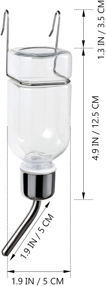 Small Animal Water Bottle - No Drip Water Dispenser Gravity Hydration Fountain Drinking Feeder for Dog,Cat,Rabbit,Hamster Cage or Kennel Size S