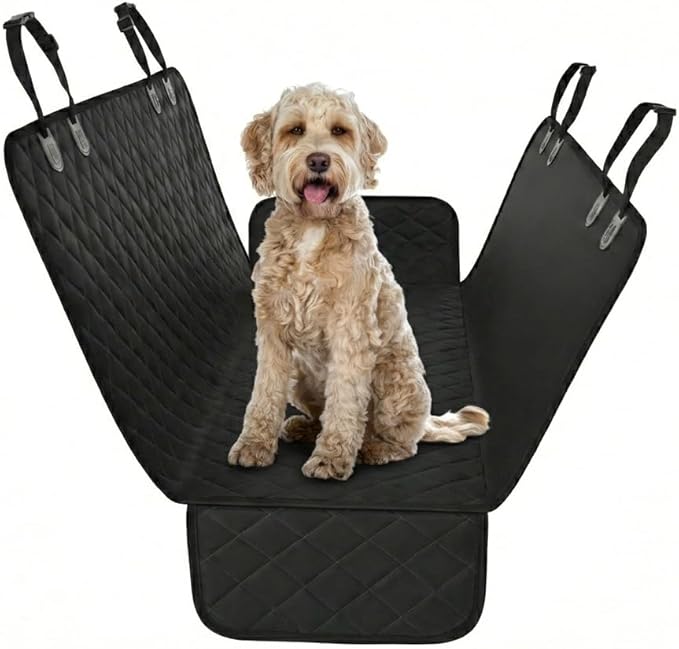 Active Pets Black Standard Dog Car Hammock Back Seat Cover, Waterproof Backseat Cover Protector for Truck Bench Rear of Sedans or SUVs, Essential Pet Supplies Vacuum or Wipe Clean, Machine Washable