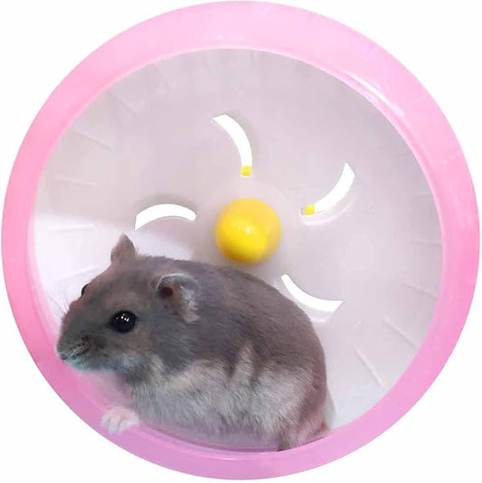 WishLotus Hamster Running Wheel, Silent Jogging Exercise Toy Hamsters Cage Accessory for Drawf Hamster Golden Silk Shih Tzu Bear (Pink)