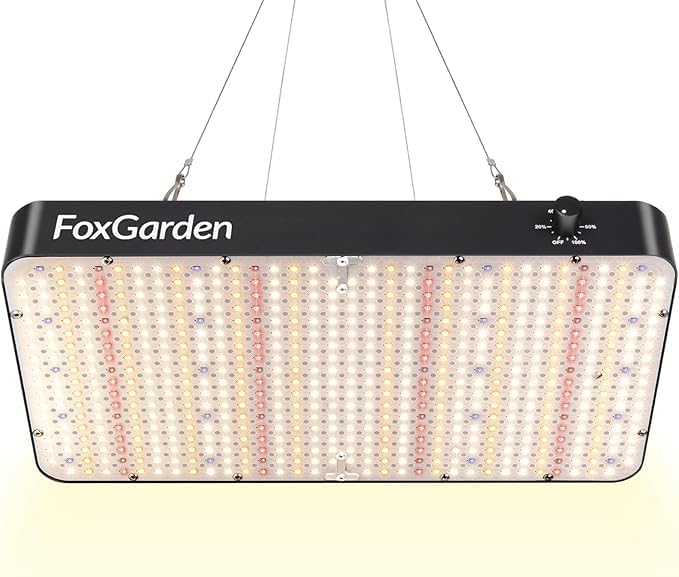 FOXGARDEN 6000 Lumen LED Grow Light for Indoor Plants, Full Spectrum Hanging Plant Light with 5 Dimmable Settings, Dual Fans, Seed Starting Grow Lamp for Seedlings, Hydroponics, Vegetables & Flowers