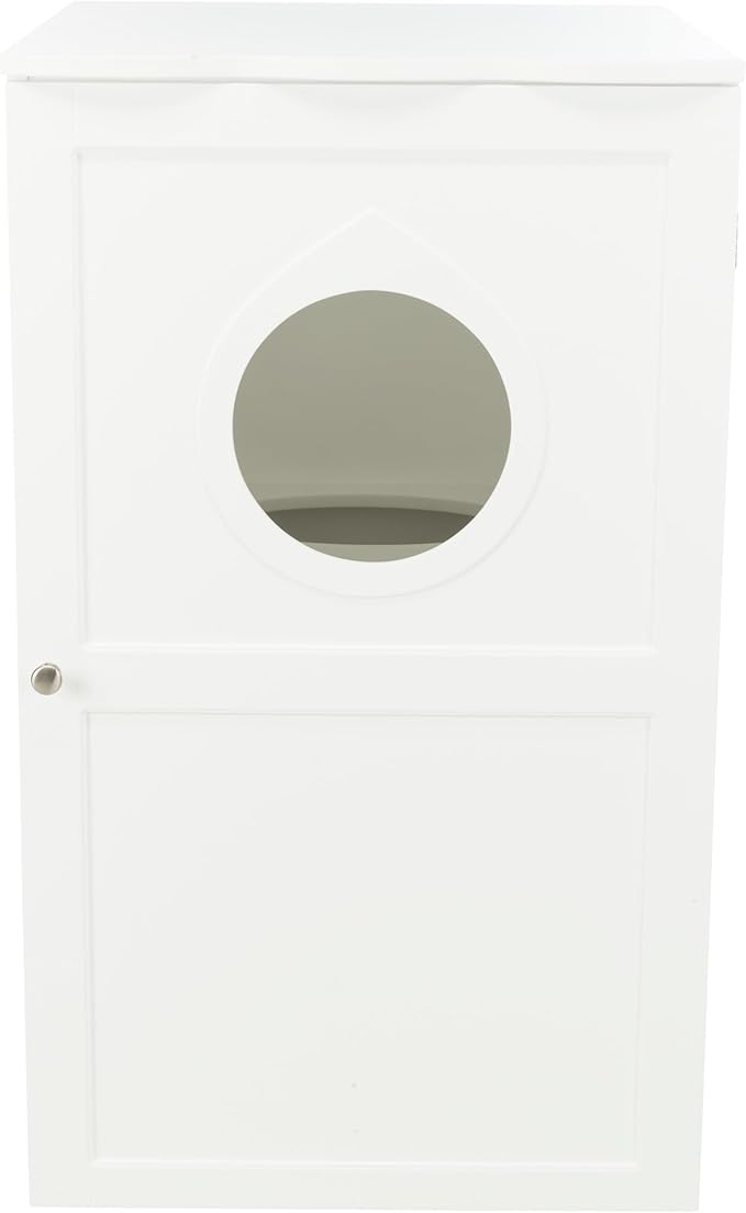 Trixie 2 Story Furniture Litter Box Enclosure (White), Hidden Litter Box for Cats, Double Layer, Big Front Door for Easy Cleaning, Large Hole for Easy Entry, Use as Side Table or Nightstand