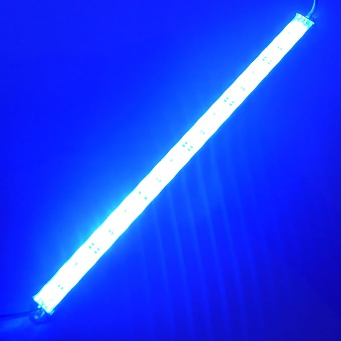 12" Blue 460nm LED Aquarium Fish Tank Light SMD5050 Waterproof IP67 | 18LEDs Aluminum LED Lighting 12V DC Grow Plant Light Bar Marine Reef Aquariums Lighs (No Adapter and Dimmer)