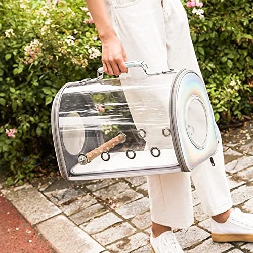 Birdcages D0Lf Bird Carrier with Stand Perch Portable Bird Travel Cage Breathable Parrot Go Out Backpack for Small Animals,Clear