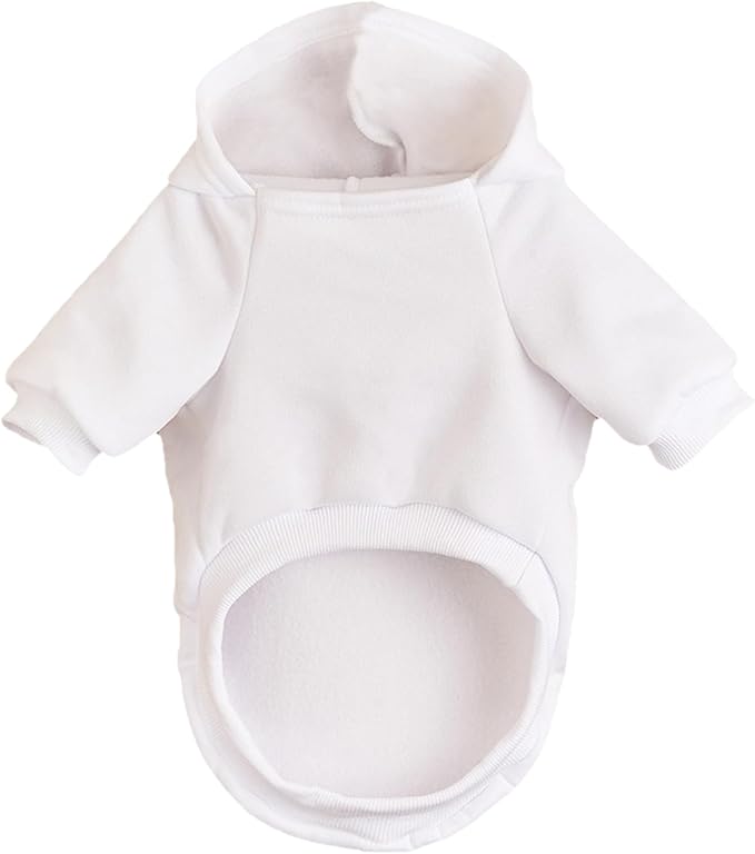 Jecikelon Winter Dog Hoodie Sweatshirts with Pockets Warm Dog Clothes for Small Dogs Chihuahua Coat Clothing Puppy Cat Custume (White, Medium)