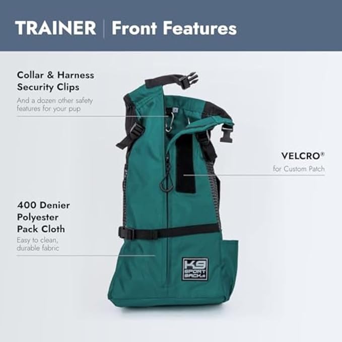 K9 Sport Sack Trainer - Large, Harbor Blue - Ideal for Dogs with 20-22” Back Length - Backpack-Style Training Carrier - Meant for Quick, Non-Strenuous Activities