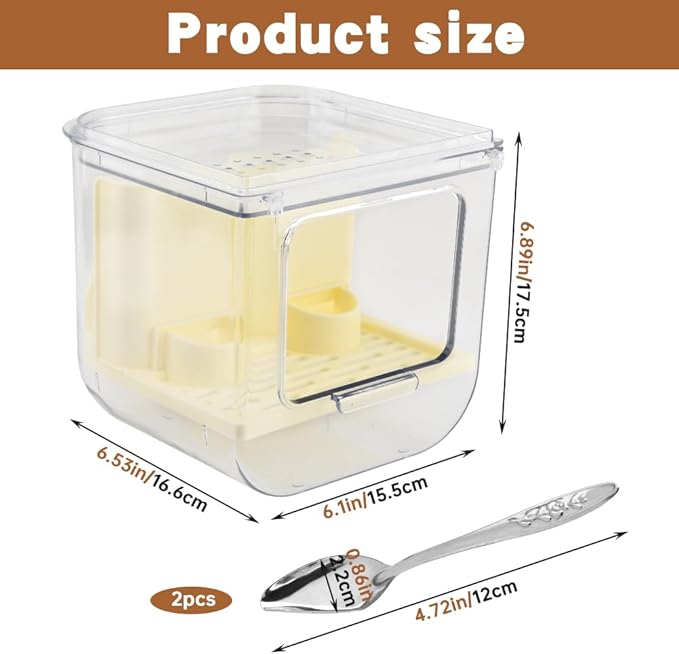 Automatic Bird Feeder No Mess Bird Cage Pet Feeder Multifunctional Parrot Feeders Transparent Food Container for Canaries (Color:Clear)